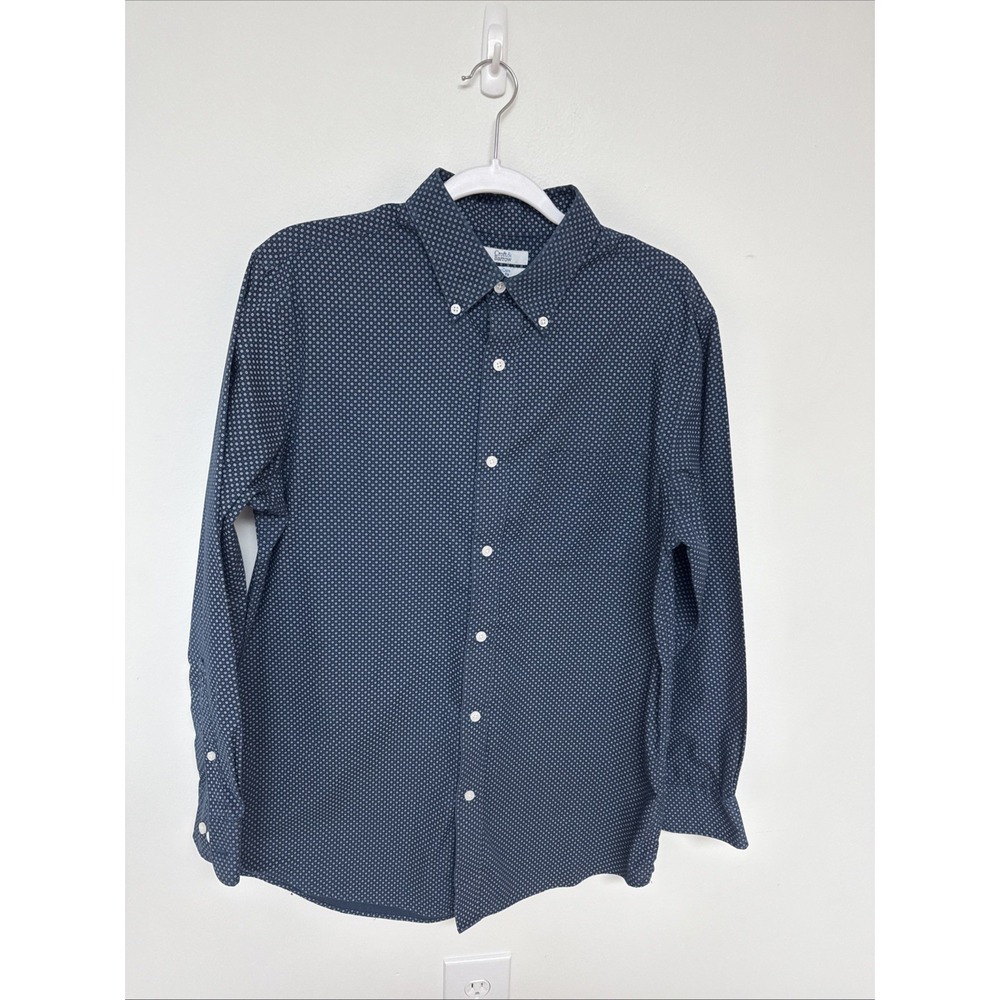 Croft & Barrow Navy Polka Dotted Button Up Long Sleeve Men's Shirt Sz 15.5 32/33